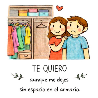 Te quiero aunque me dejes sin espacio en el armario