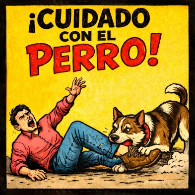 Cuidado con el perro estilo vintage