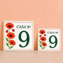 Numero de casa personalizado con amapolas