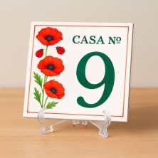 Numero de casa personalizado con amapolas