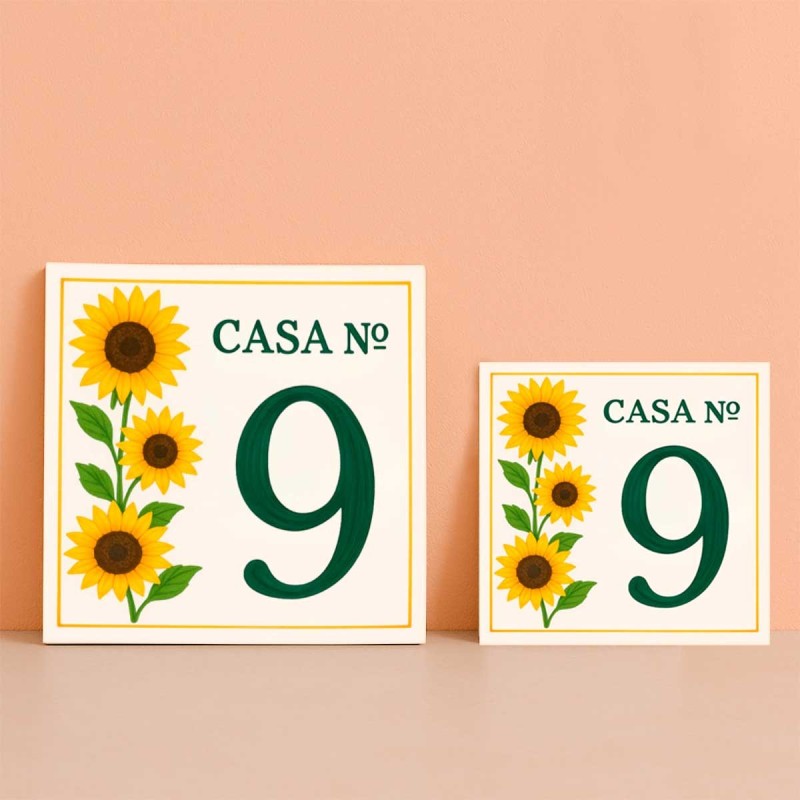 Casa número personalizado diseño floral girasoles
