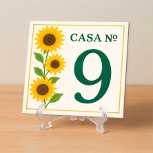 Casa número personalizado diseño floral girasoles