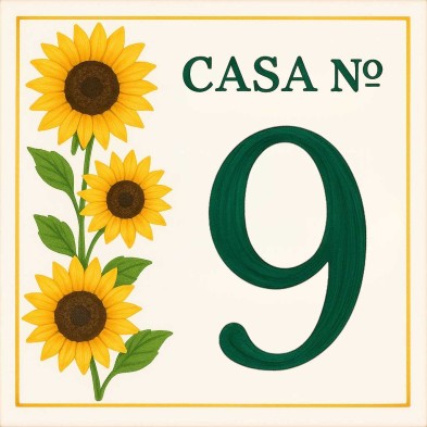 Casa número personalizado diseño floral girasoles