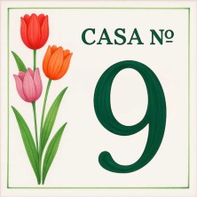 Casa número personalizado diseño floral tulipanes