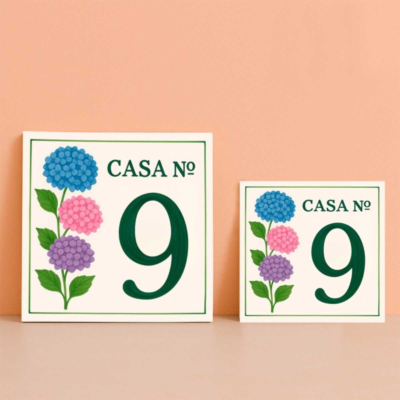 Casa número personalizado diseño flores coloridas