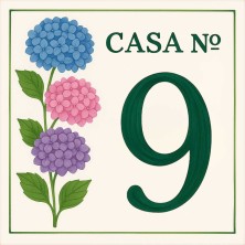 Casa número personalizado diseño flores coloridas