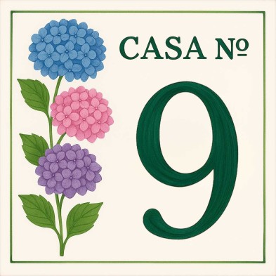 Casa número personalizado diseño flores coloridas