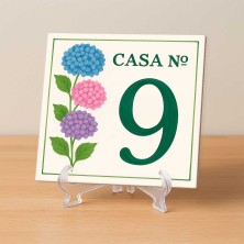 Casa número personalizado diseño flores coloridas