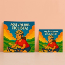 Aquí vive una Ciclista – Azulejo para amantes del ciclismo
