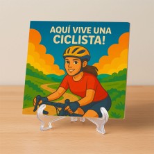 Aquí vive una Ciclista – Azulejo para amantes del ciclismo
