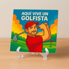 Aquí vive un Golfista – Azulejo para amantes del golf