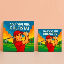 Aquí vive una Golfista – Azulejo para jugadoras de golf