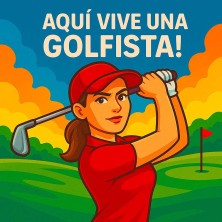 Aquí vive una Golfista – Azulejo para jugadoras de golf