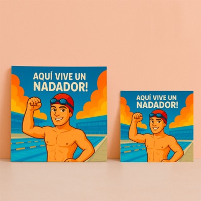 Aquí vive un Nadador – Azulejo para amantes de la natación