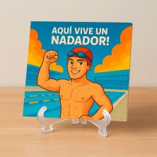 Aquí vive un Nadador – Azulejo para amantes de la natación