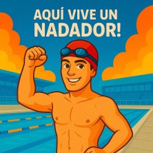 Aquí vive un Nadador – Azulejo para amantes de la natación