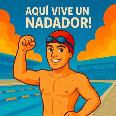 Aquí vive un Nadador – Azulejo para amantes de la natación