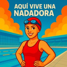 Aquí vive una Nadadora – Azulejo para fans de la natación