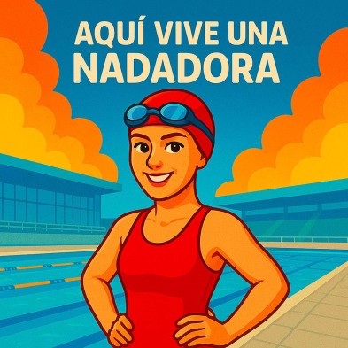 Aquí vive una Nadadora – Azulejo para fans de la natación