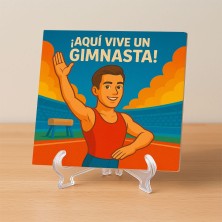 Aquí vive un Gimnasta – Azulejo decorativo para deportistas