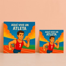 Aquí vive un Atleta – Azulejo para corredores y deportistas