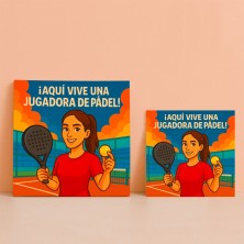 Aquí vive una Jugadora de Pádel – Azulejo para amantes del pádel