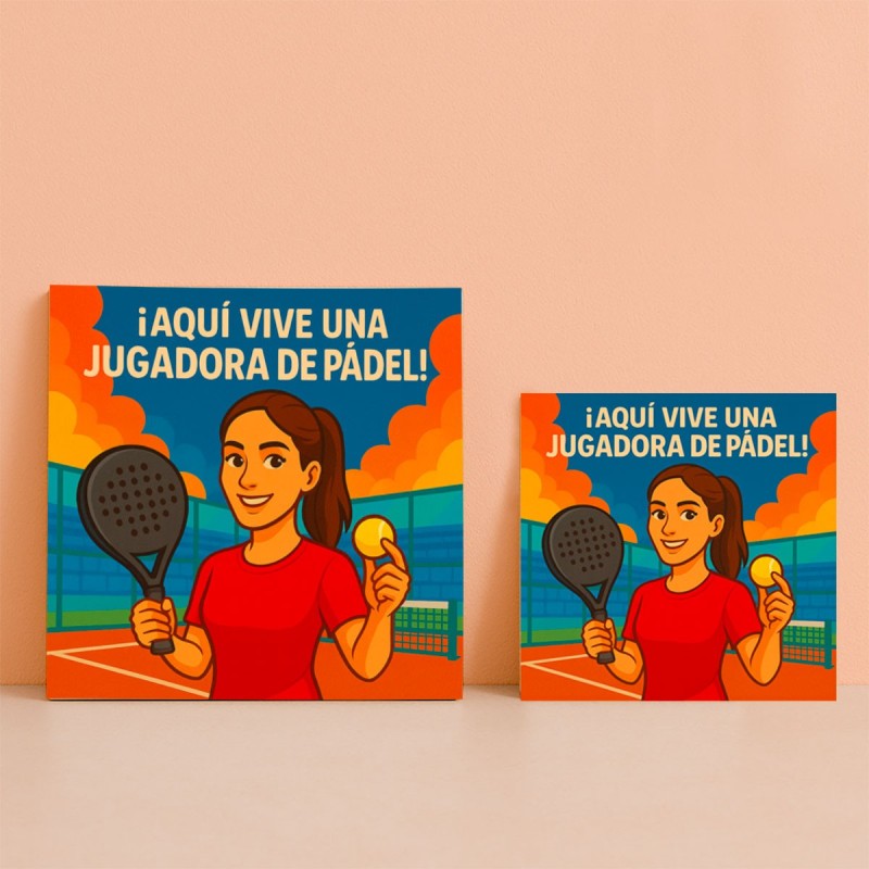 Aquí vive una Jugadora de Pádel – Azulejo para amantes del pádel