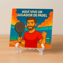 Aquí vive un Jugador de Pádel – Azulejo para deportistas