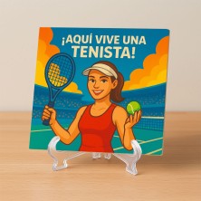 Aquí vive una Tenista – Azulejo para amantes del tenis