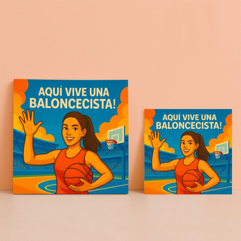 Aquí vive una Baloncestista – Azulejo para fans del baloncesto femenin