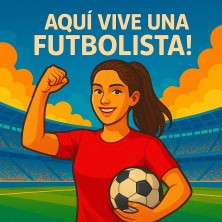 Aquí vive una Futbolista – Azulejo deportivo femenino original