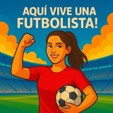 Aquí vive una Futbolista – Azulejo deportivo femenino original