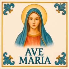 Azulejo Ave María – Decoración religiosa con imagen de la Virgen