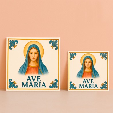 Azulejo Ave María – Decoración religiosa con imagen de la Virgen
