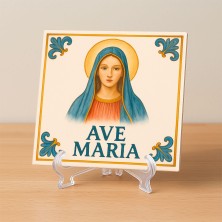 Azulejo Ave María – Decoración religiosa con imagen de la Virgen