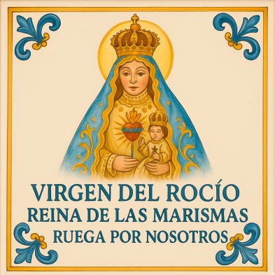 Azulejo Virgen del Rocío – Reina de las Marismas en cerámica