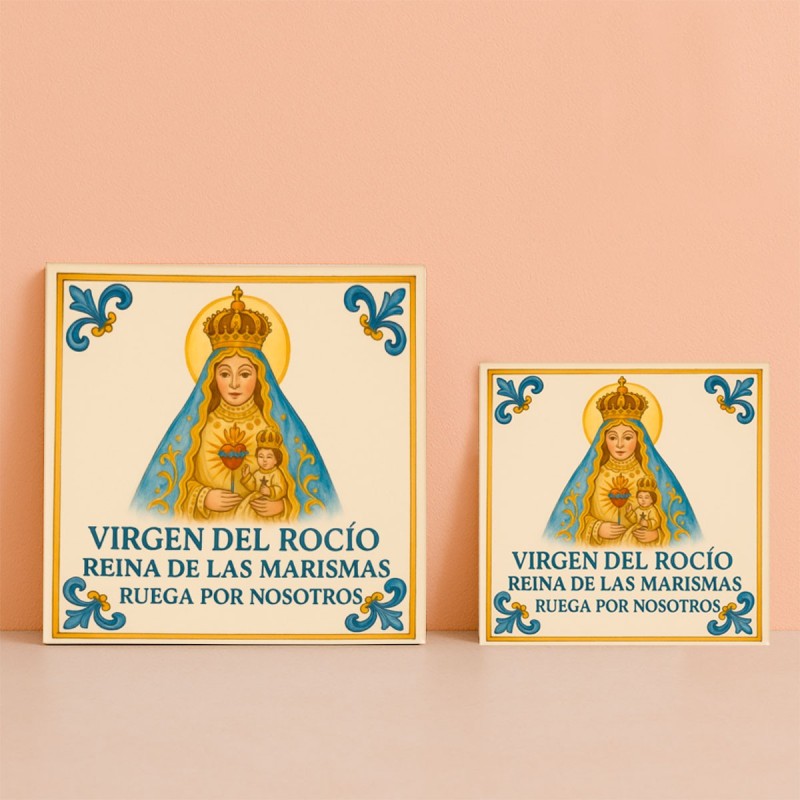 Azulejo Virgen del Rocío – Reina de las Marismas en cerámica