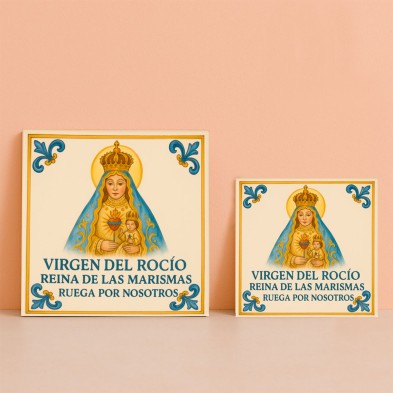 Azulejo Virgen del Rocío – Reina de las Marismas en cerámica