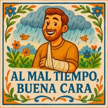 Azulejo “Al mal tiempo, buena cara” – Refrán ilustrado en cerámica