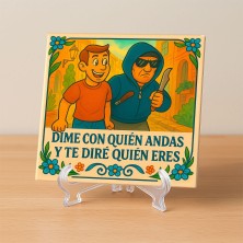 Azulejo “Dime con quién andas y te diré quién eres”