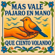 Azulejo “Más vale pájaro en mano que ciento volando” – Refrán