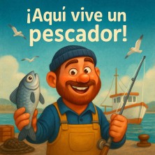 Aquí vive un pescador simpático y alegre