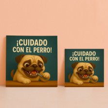 ¡Cuidado con el Pug! – Azulejo divertido para amantes de esta raza