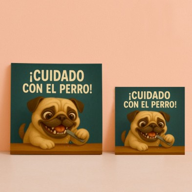 ¡Cuidado con el Pug! – Azulejo divertido para amantes de esta raza
