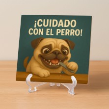 ¡Cuidado con el Pug! – Azulejo divertido para amantes de esta raza