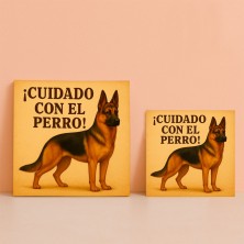 Cuidado con el perro pastor alemán – Cartel divertido