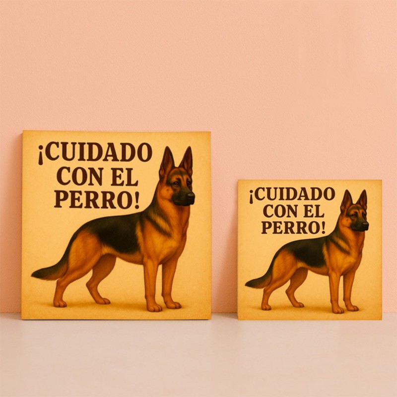 Cuidado con el perro pastor alemán – Cartel divertido