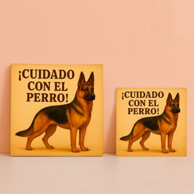 Cuidado con el perro pastor alemán – Cartel divertido
