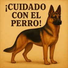Cuidado con el perro pastor alemán – Cartel divertido