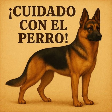 Cuidado con el perro pastor alemán – Cartel divertido